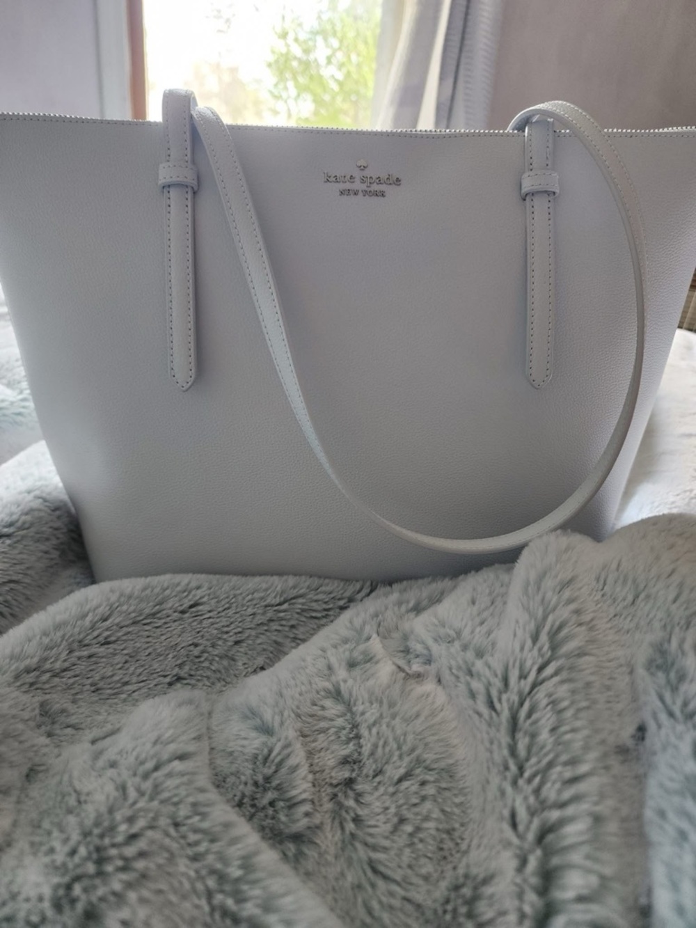 kate spade Pale Blue Leather Tote with Dual Straps